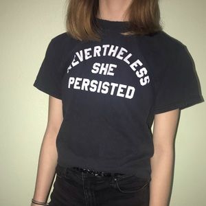 Graphic black and white t shirt.